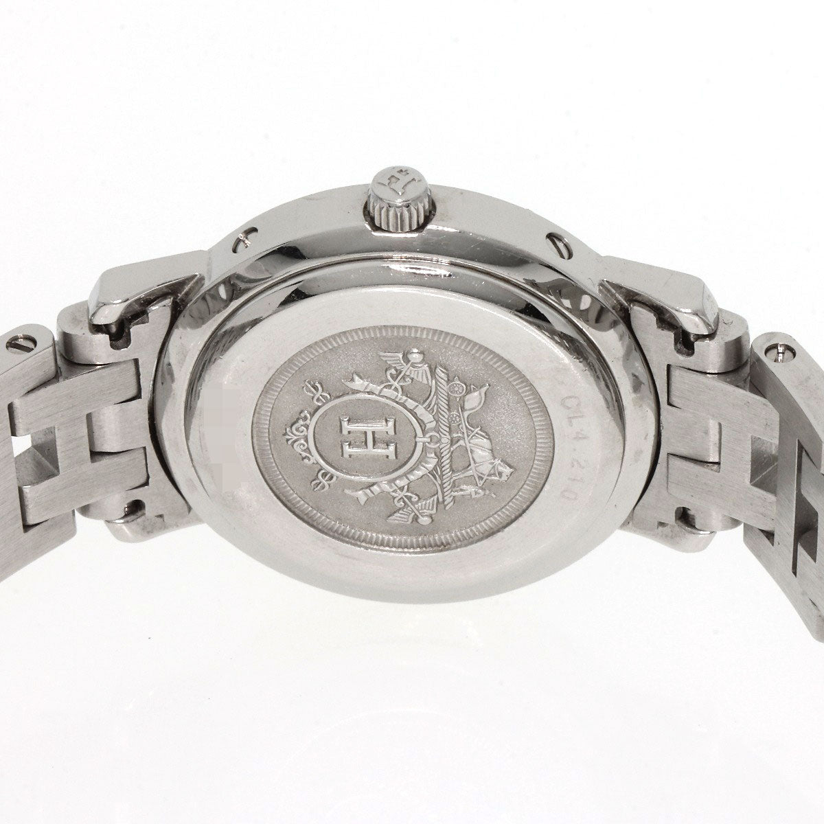 HERMES Watches Quartz CL4.210 Stainless Steel , Stainless Steel Silver Clipper black dial Women Used