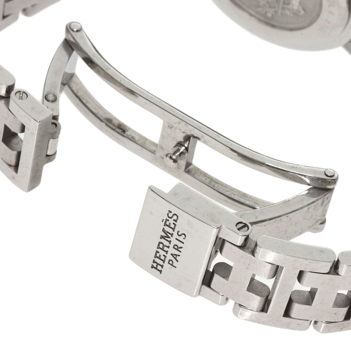 HERMES Watches Quartz CL4.210 Stainless Steel , Stainless Steel Silver Clipper black dial Women Used