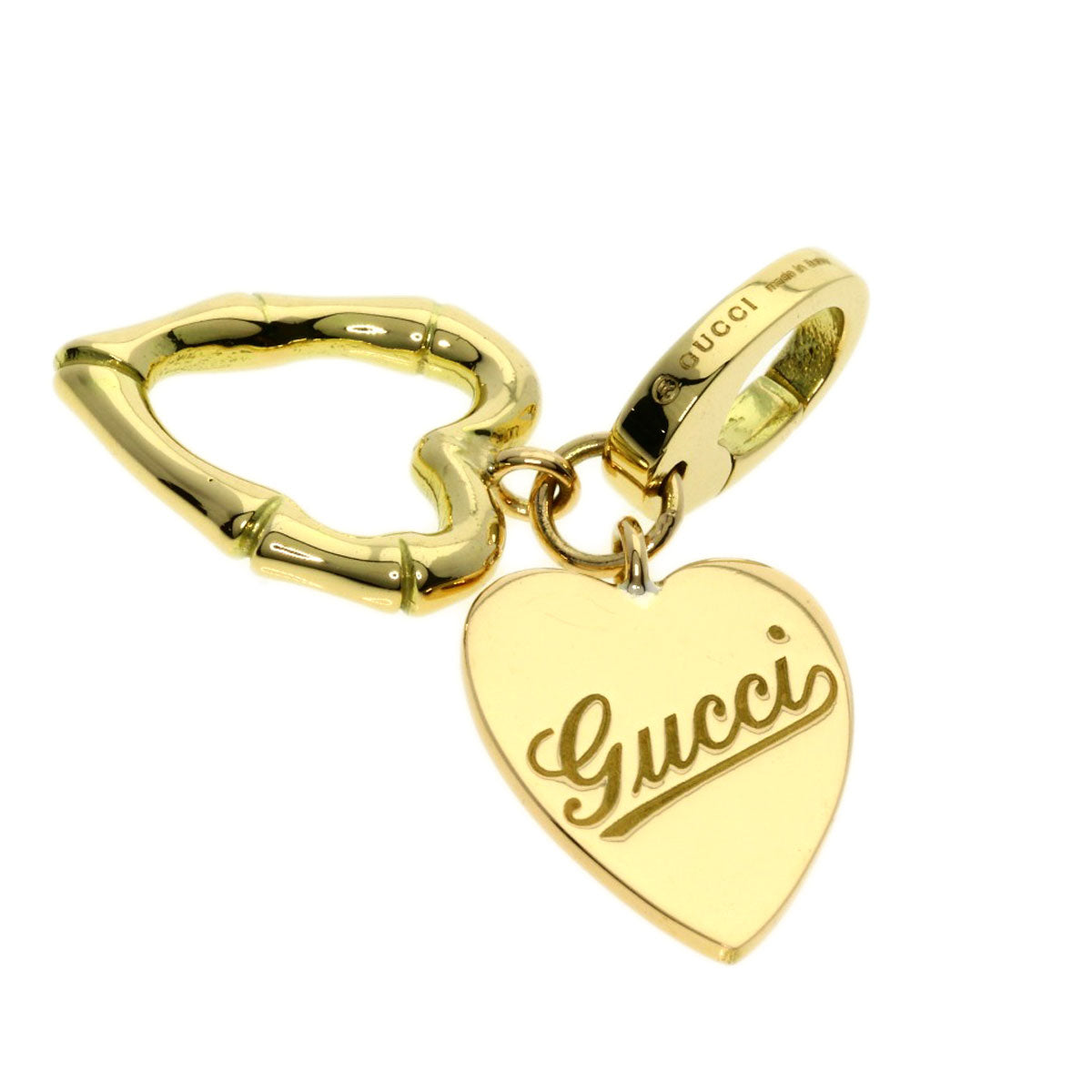 GUCCI Pendant top 18K Yellow Gold gold Heart Double Charm GINZA 2006