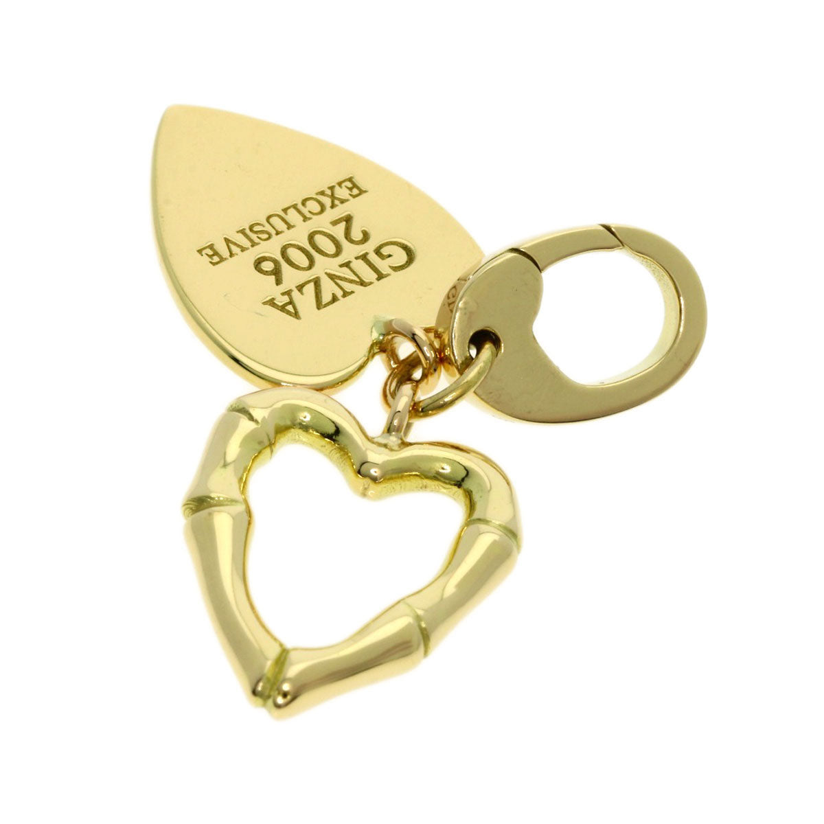 GUCCI Pendant top 18K Yellow Gold gold Heart Double Charm GINZA 2006