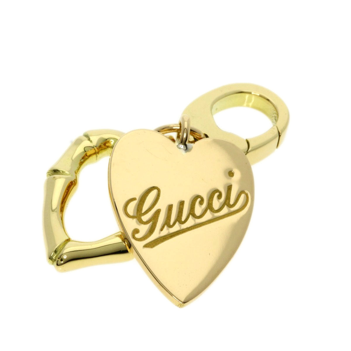 GUCCI Pendant top 18K Yellow Gold gold Heart Double Charm GINZA 2006