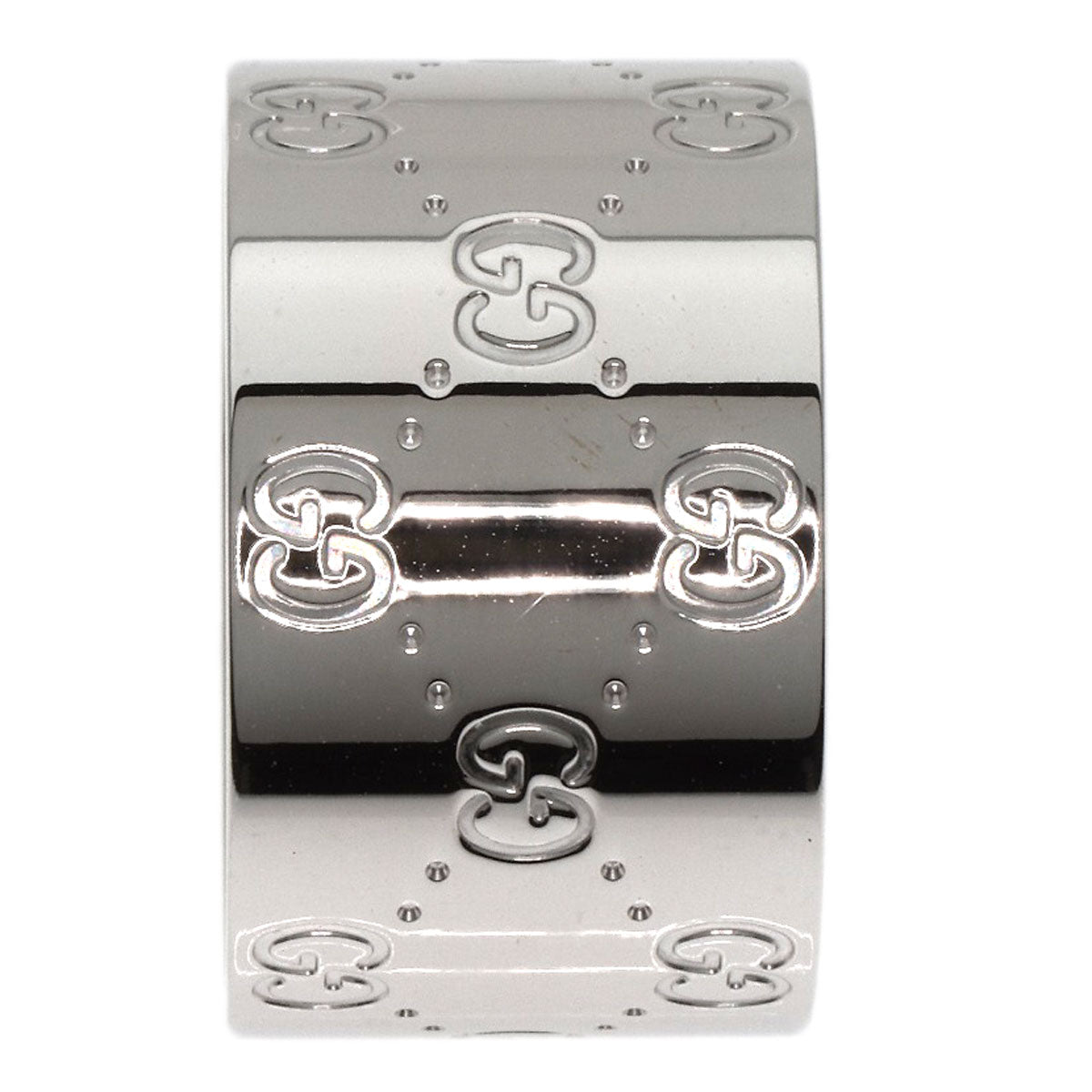 GUCCI Ring K18WG Silver Icon wide # 25 Women Used
