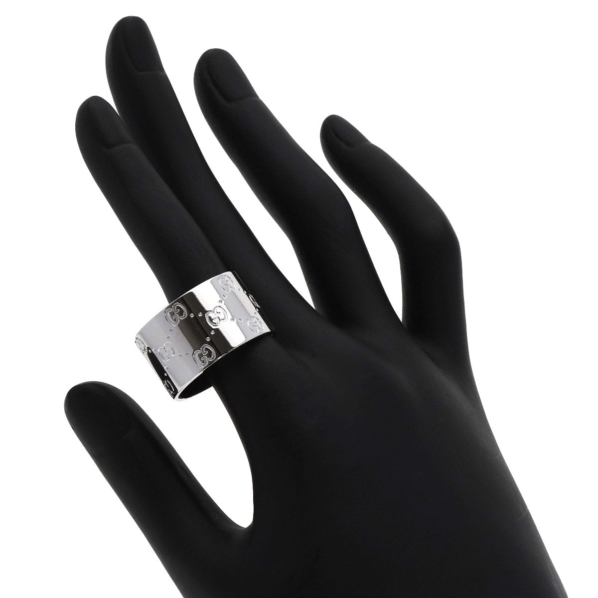 GUCCI Ring K18WG Silver Icon wide # 25 Women Used