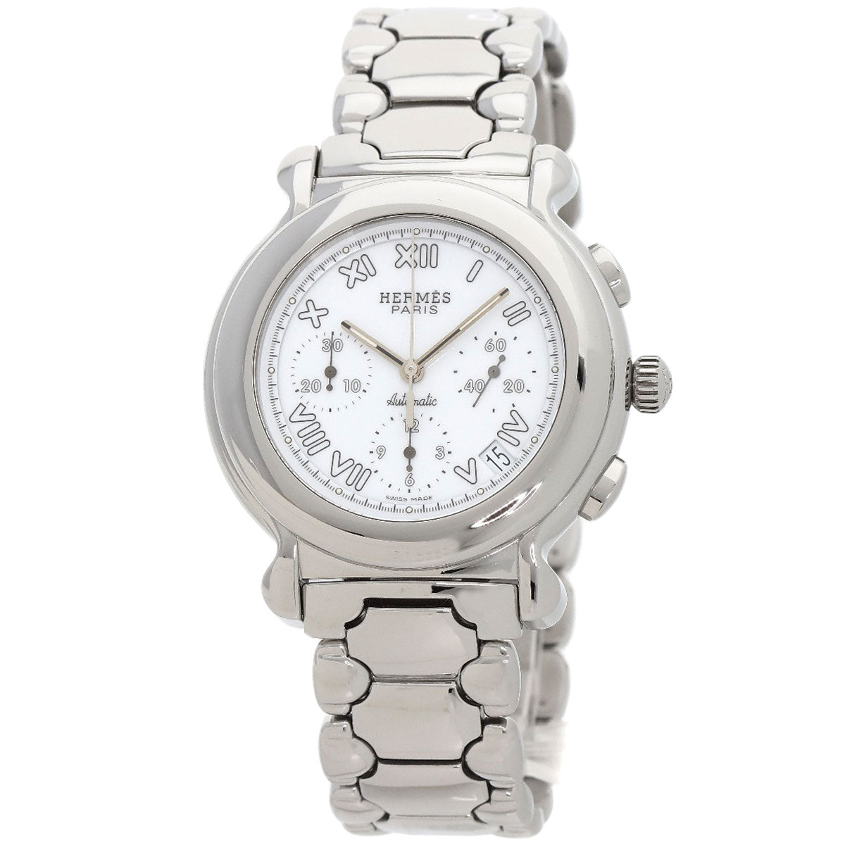HERMES Watches Mechanical Automatic KP1.910 Stainless Steel , Stainless Steel Silver Ke Plat white dial mens Used
