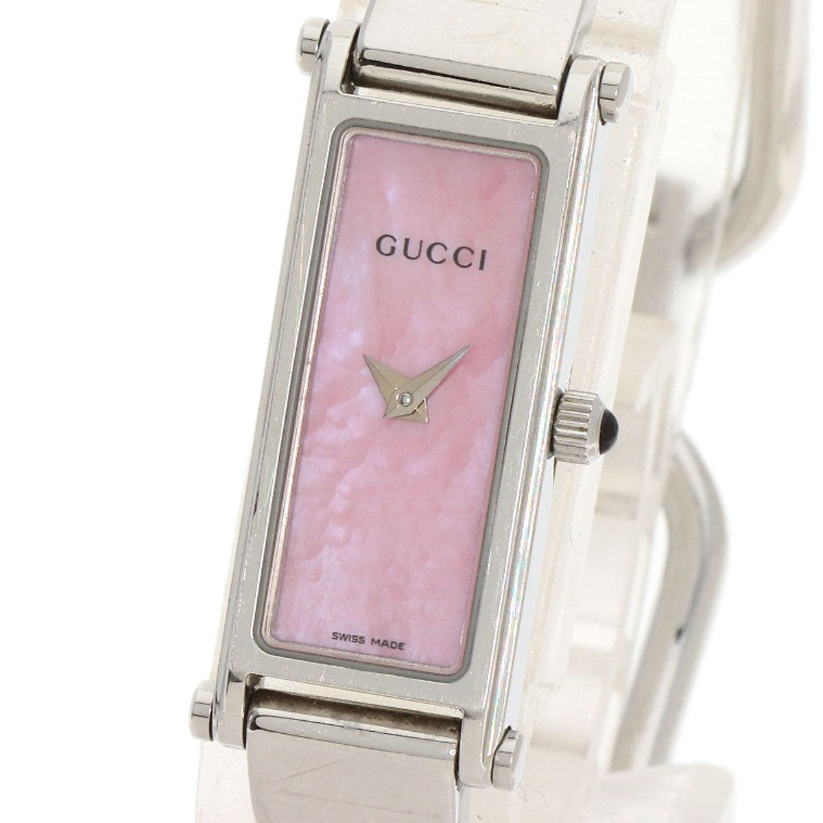 GUCCI Watches Quartz 1500L Stainless Steel Silver Square face Pink shell dial