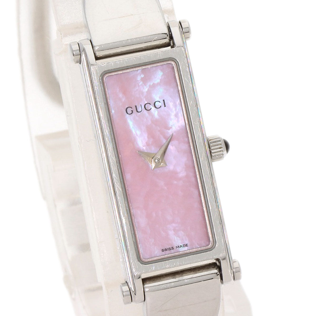 GUCCI Watches Quartz 1500L Stainless Steel Silver Square face Pink shell dial
