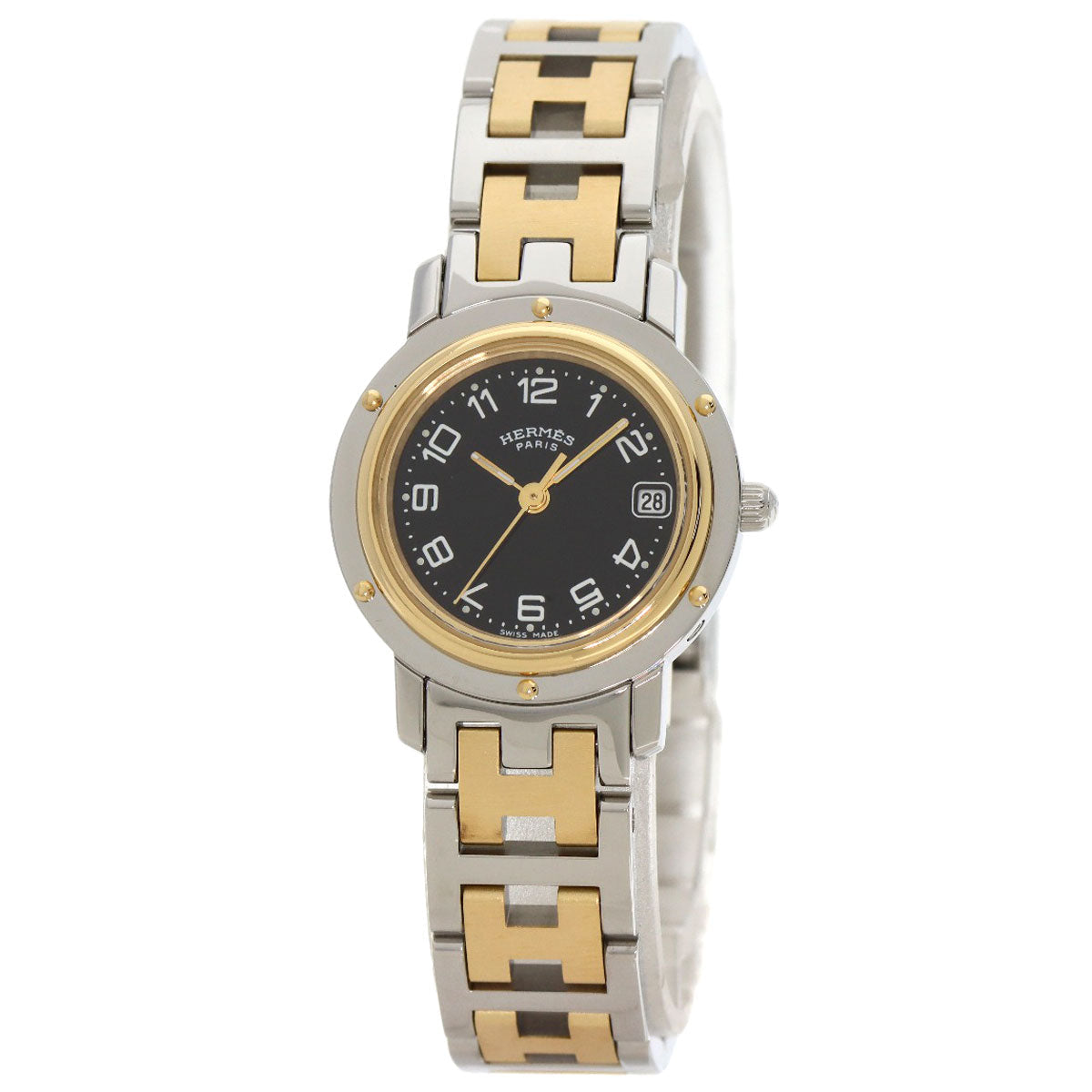 HERMES Watches Quartz CL4.220 Stainless Steel gold Clipper black dial