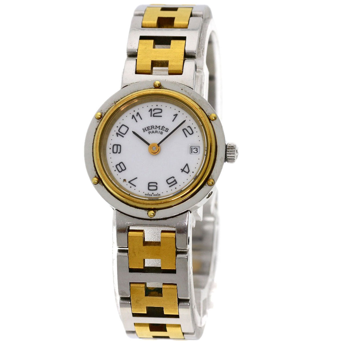 HERMES Watches Quartz Stainless Steel , SSxGP gold Clipper white dial Women Used