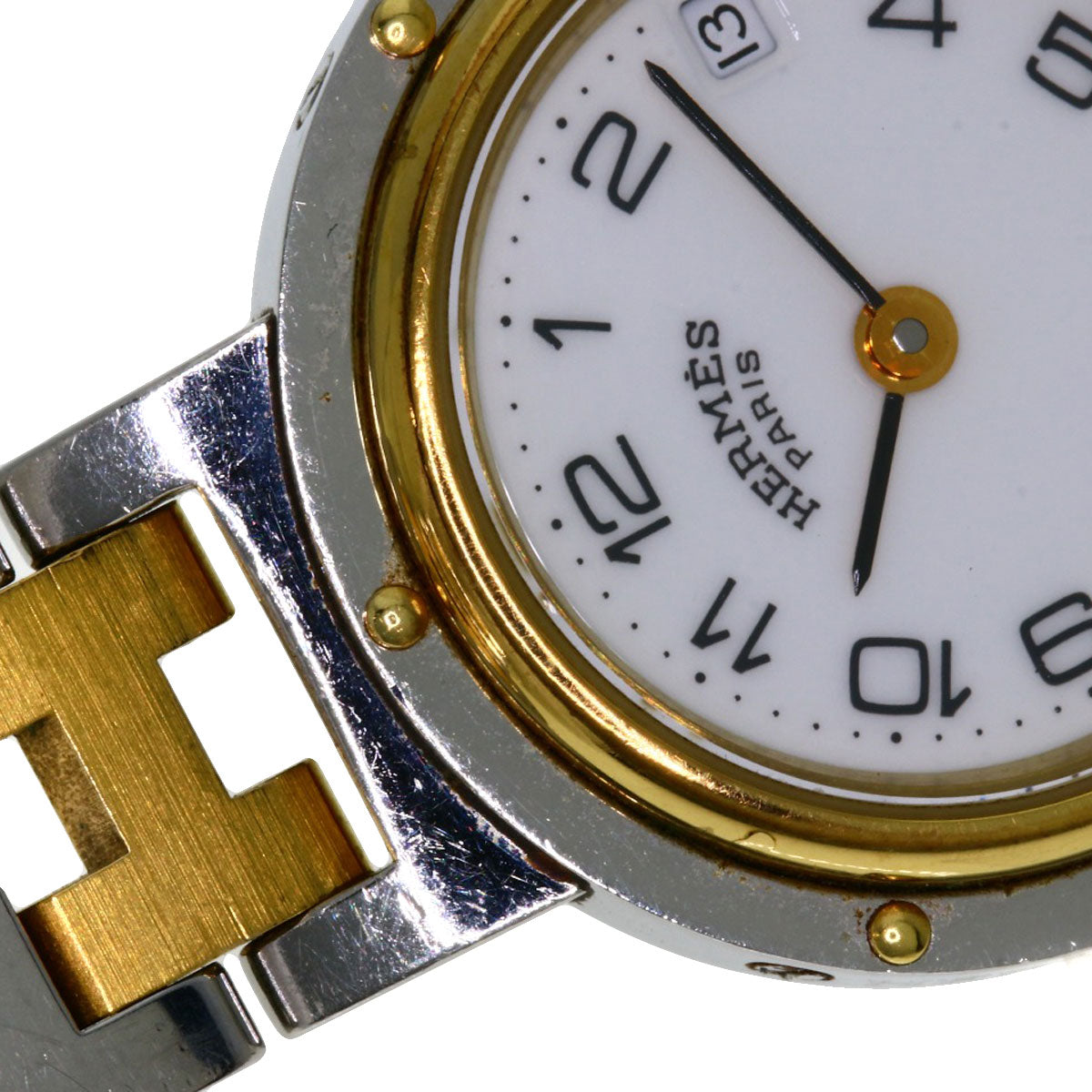 HERMES Watches Quartz Stainless Steel , SSxGP gold Clipper white dial Women Used