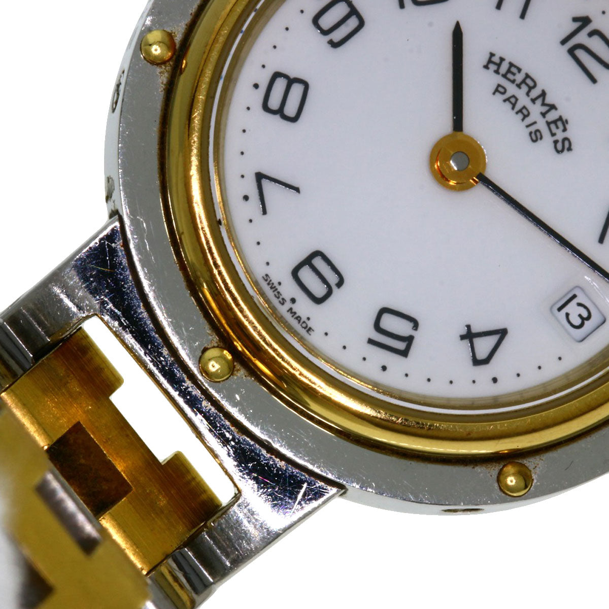 HERMES Watches Quartz Stainless Steel , SSxGP gold Clipper white dial Women Used