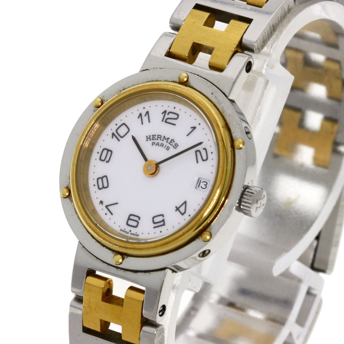 HERMES Watches Quartz Stainless Steel , SSxGP gold Clipper white dial Women Used