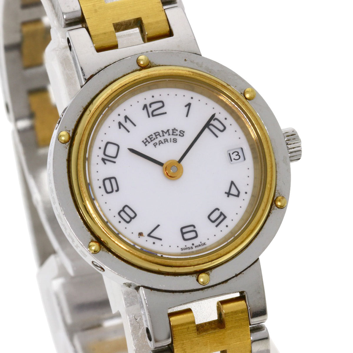 HERMES Watches Quartz Stainless Steel , SSxGP gold Clipper white dial Women Used