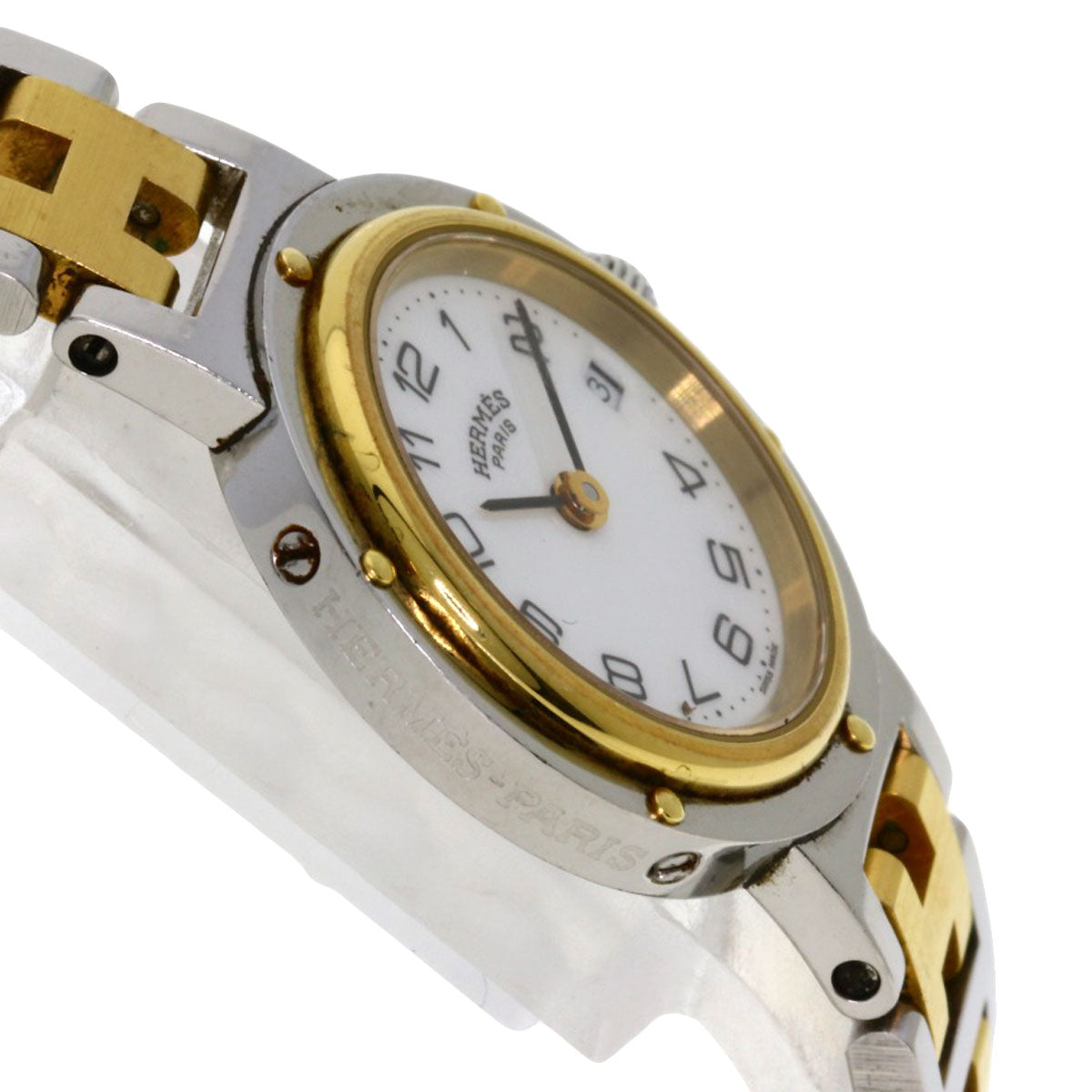 HERMES Watches Quartz Stainless Steel , SSxGP gold Clipper white dial Women Used