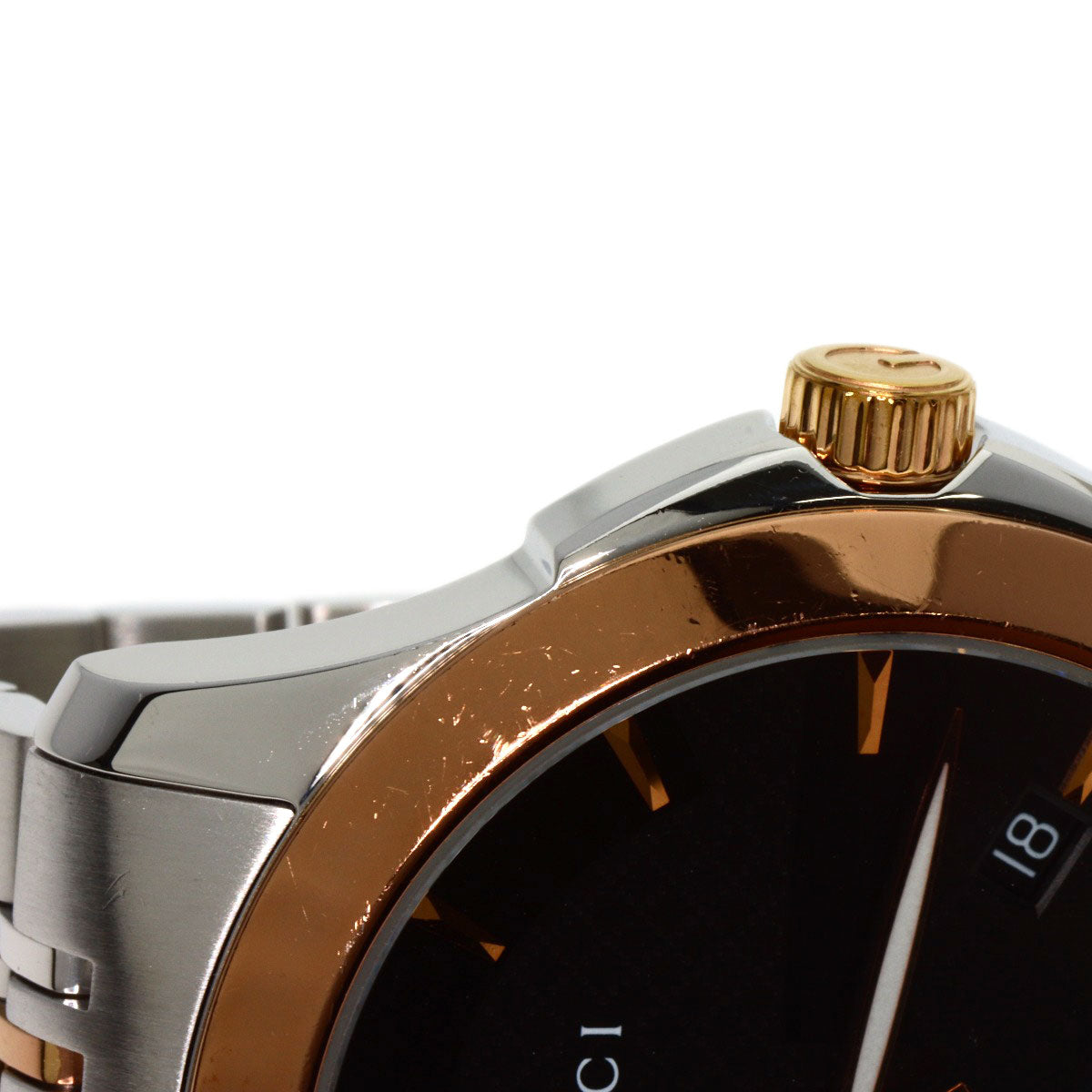 GUCCI Watches Quartz 126.4 Stainless Steel , PGP gold G timeless black dial mens Used