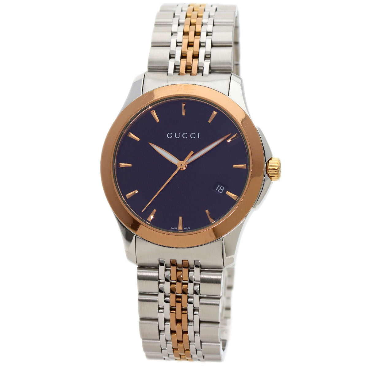 GUCCI Watches Quartz 126.4 Stainless Steel , PGP gold G timeless black dial mens Used