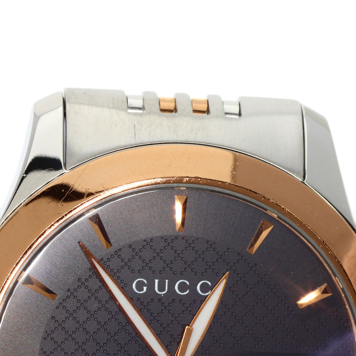GUCCI Watches Quartz 126.4 Stainless Steel , PGP gold G timeless black dial mens Used