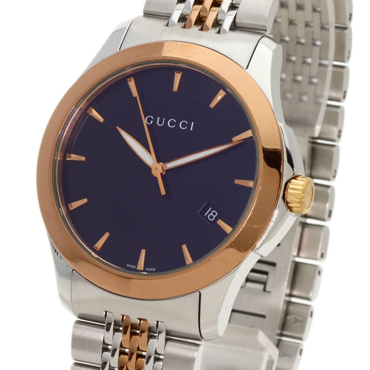 GUCCI Watches Quartz 126.4 Stainless Steel , PGP gold G timeless black dial mens Used