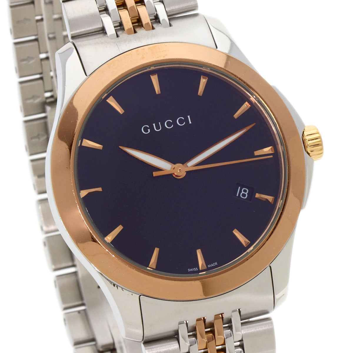 GUCCI Watches Quartz 126.4 Stainless Steel , PGP gold G timeless black dial mens Used
