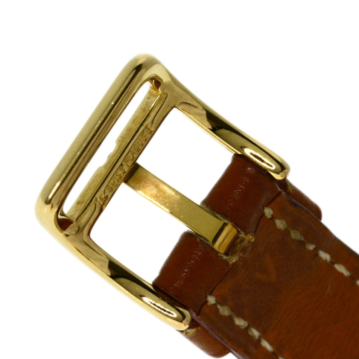 HERMES Watches Quartz Gold Plated, Leather gold Kelly watch gold dial Women Used