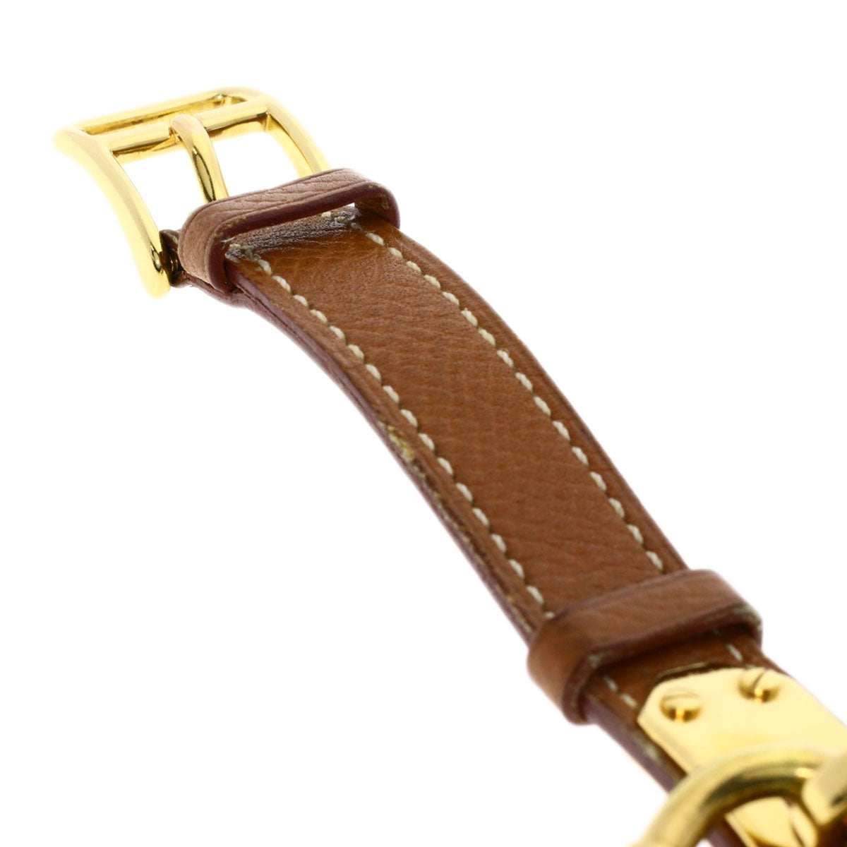 HERMES Watches Quartz Gold Plated, Leather gold Kelly watch gold dial Women Used