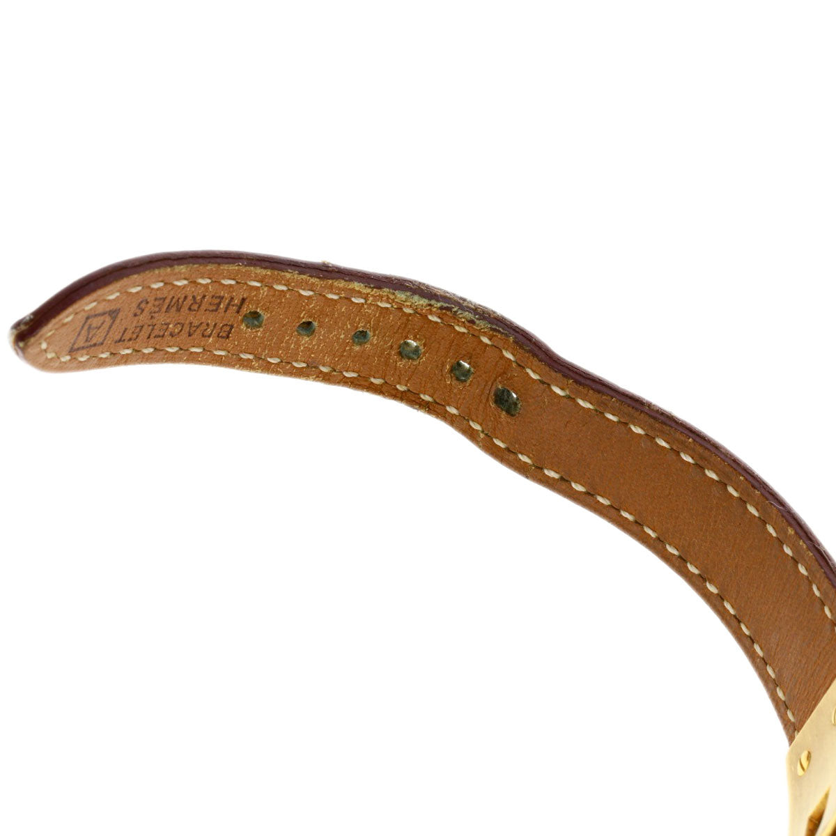 HERMES Watches Quartz Gold Plated, Leather gold Kelly watch gold dial Women Used