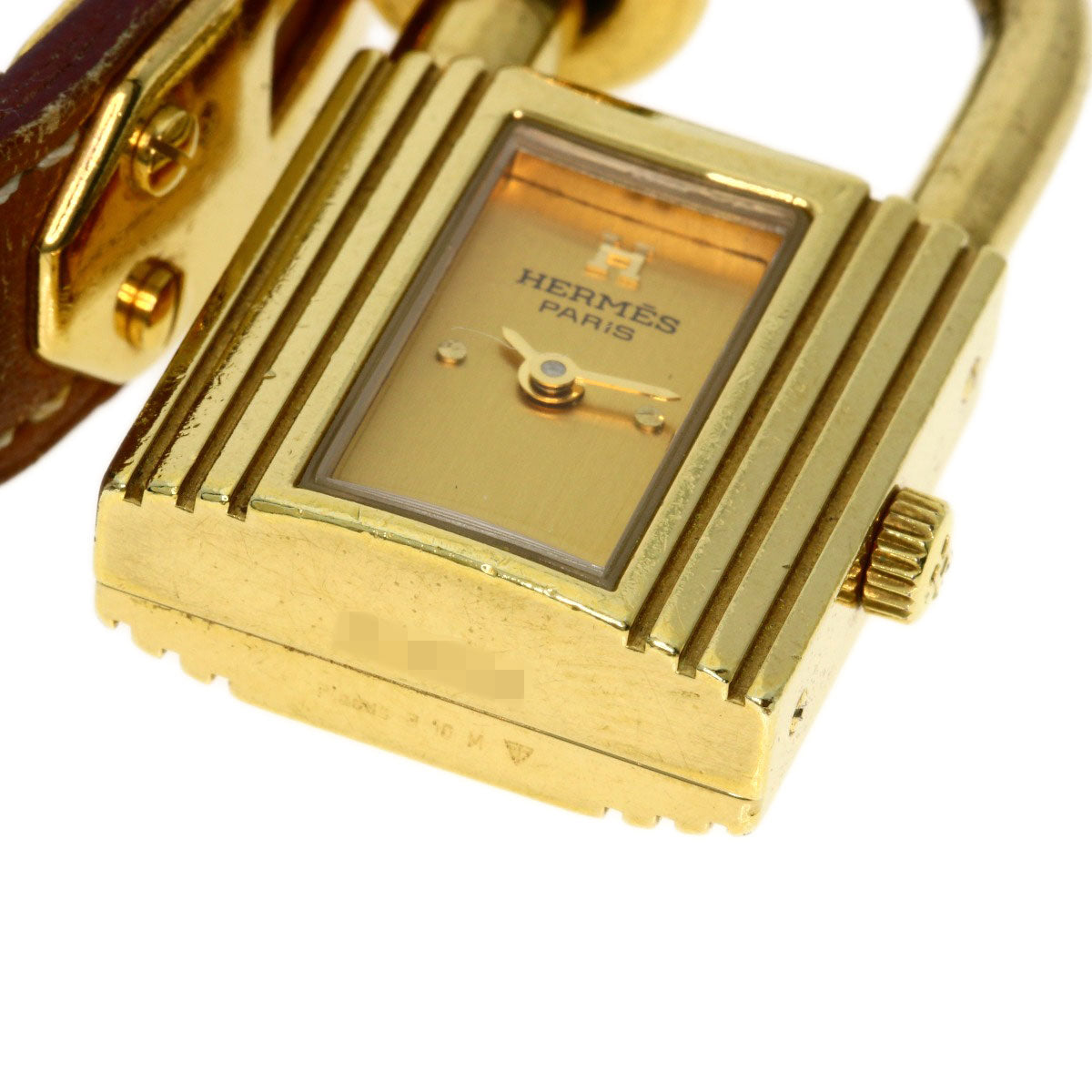 HERMES Watches Quartz Gold Plated, Leather gold Kelly watch gold dial Women Used