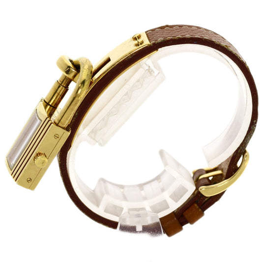HERMES Watches Quartz Gold Plated, Leather gold Kelly watch gold dial Women Used