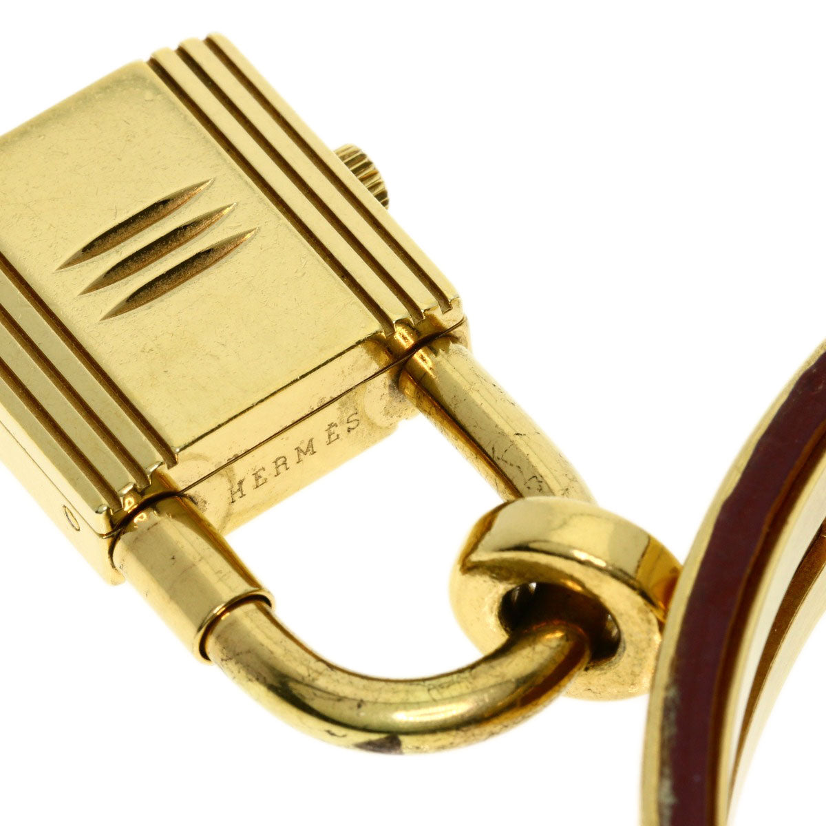 HERMES Watches Quartz Gold Plated, Leather gold Kelly watch gold dial Women Used