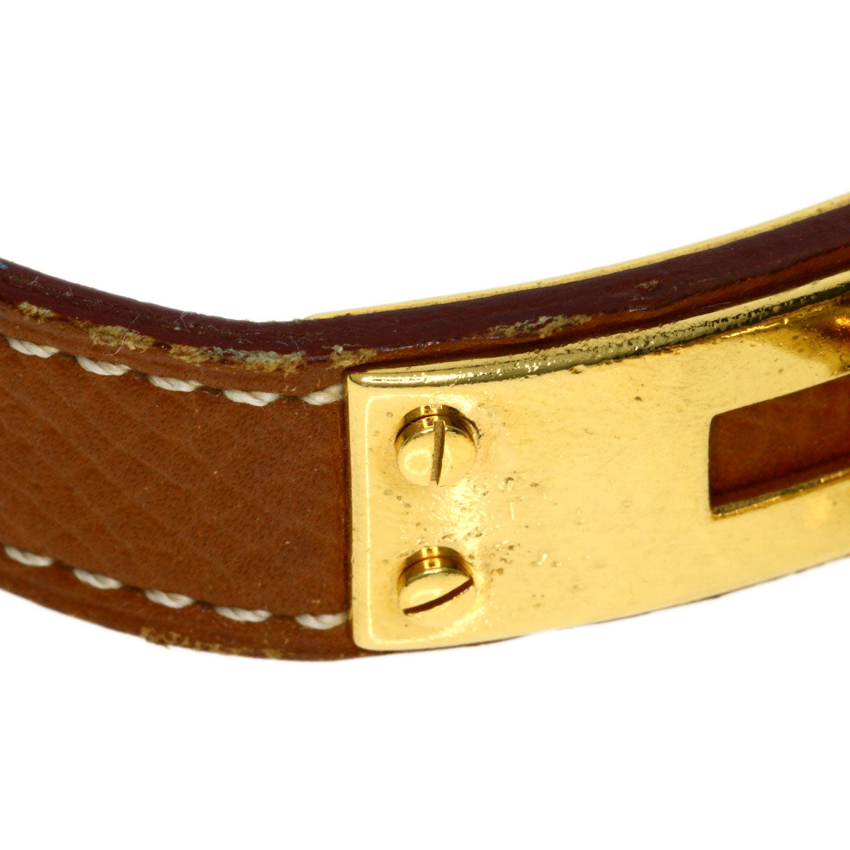 HERMES Watches Quartz Gold Plated, Leather gold Kelly watch gold dial Women Used