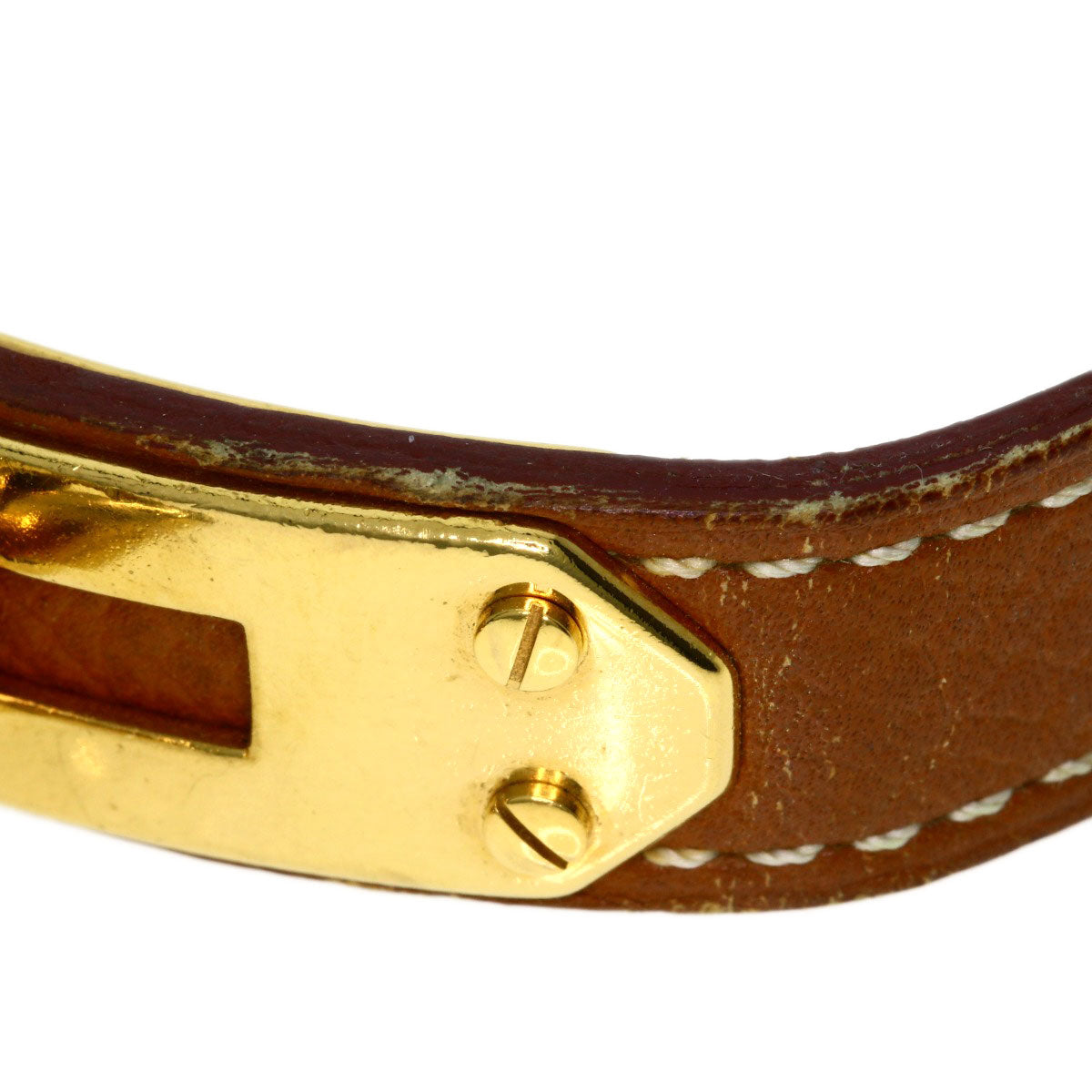 HERMES Watches Quartz Gold Plated, Leather gold Kelly watch gold dial Women Used