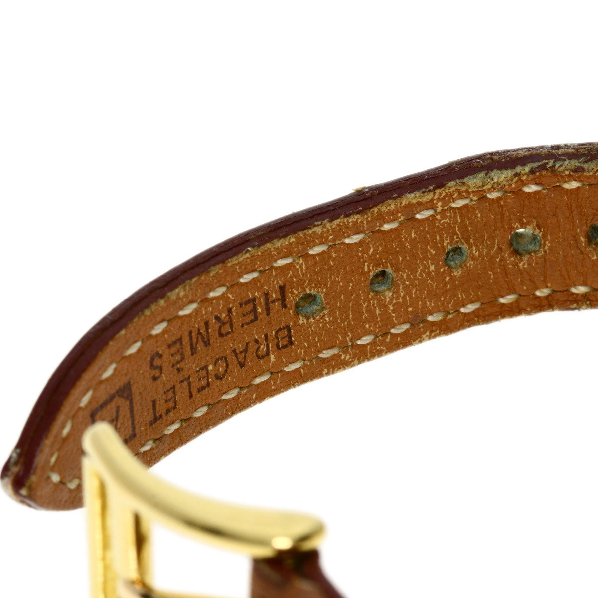 HERMES Watches Quartz Gold Plated, Leather gold Kelly watch gold dial Women Used