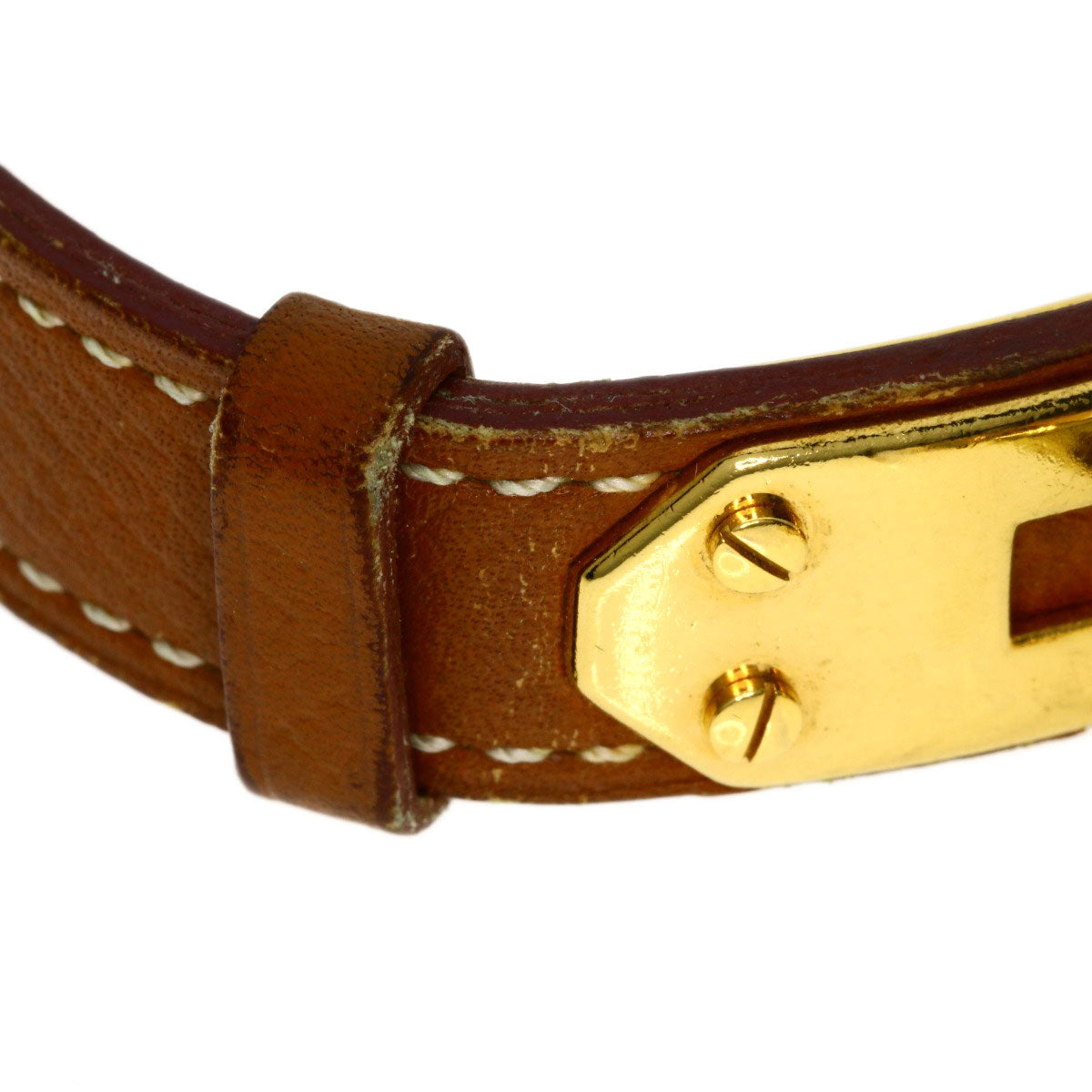 HERMES Watches Quartz Gold Plated, Leather gold Kelly watch gold dial Women Used