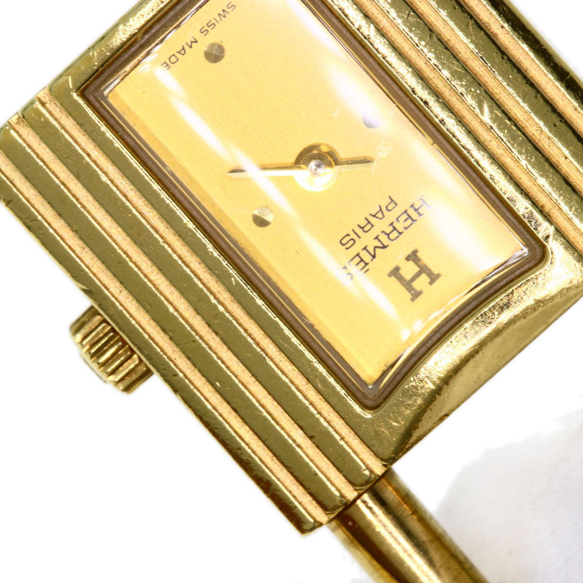 HERMES Watches Quartz Gold Plated, Leather gold Kelly watch gold dial Women Used