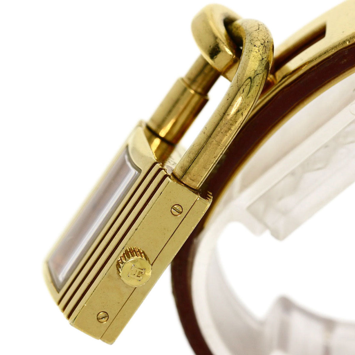 HERMES Watches Quartz Gold Plated, Leather gold Kelly watch gold dial Women Used