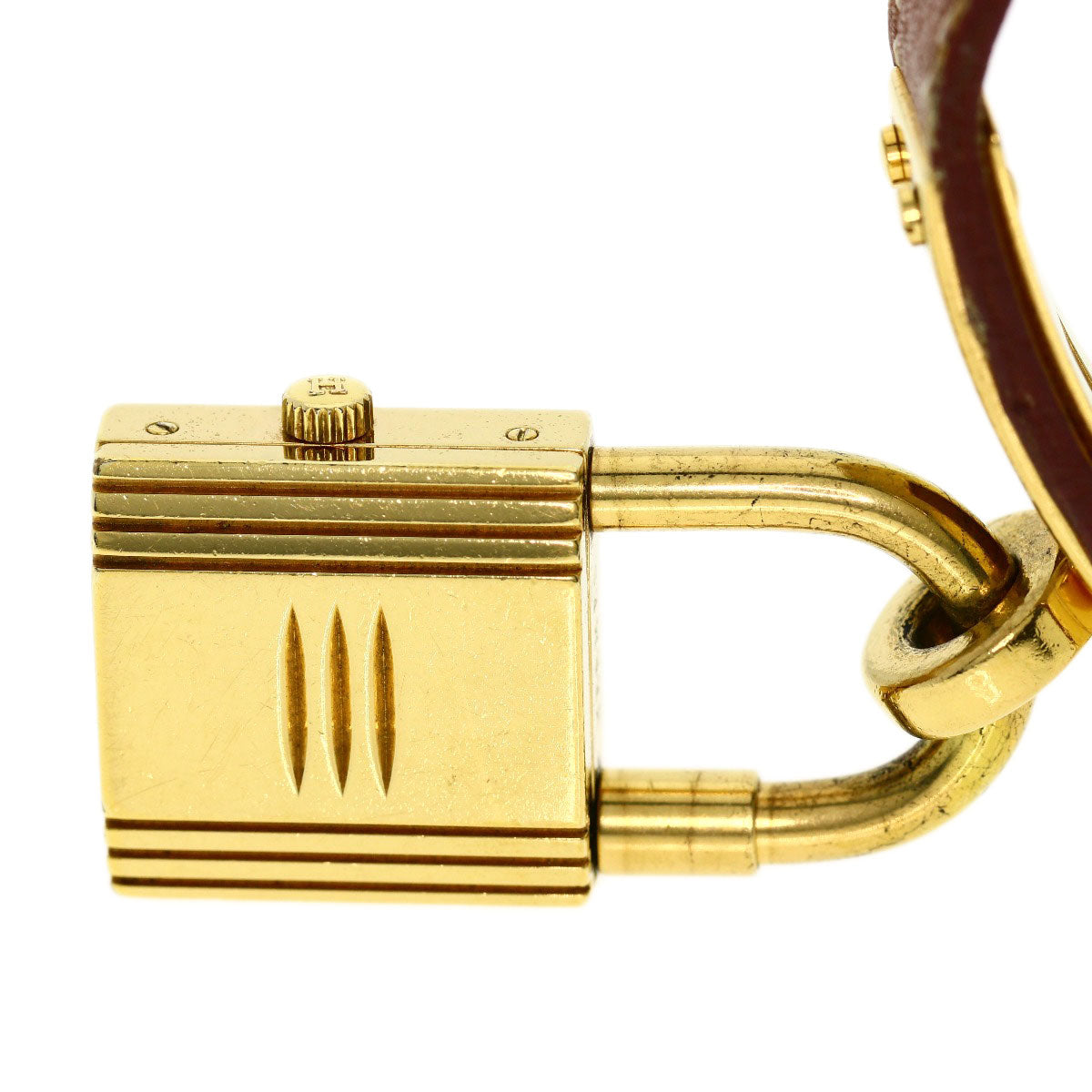 HERMES Watches Quartz Gold Plated, Leather gold Kelly watch gold dial Women Used