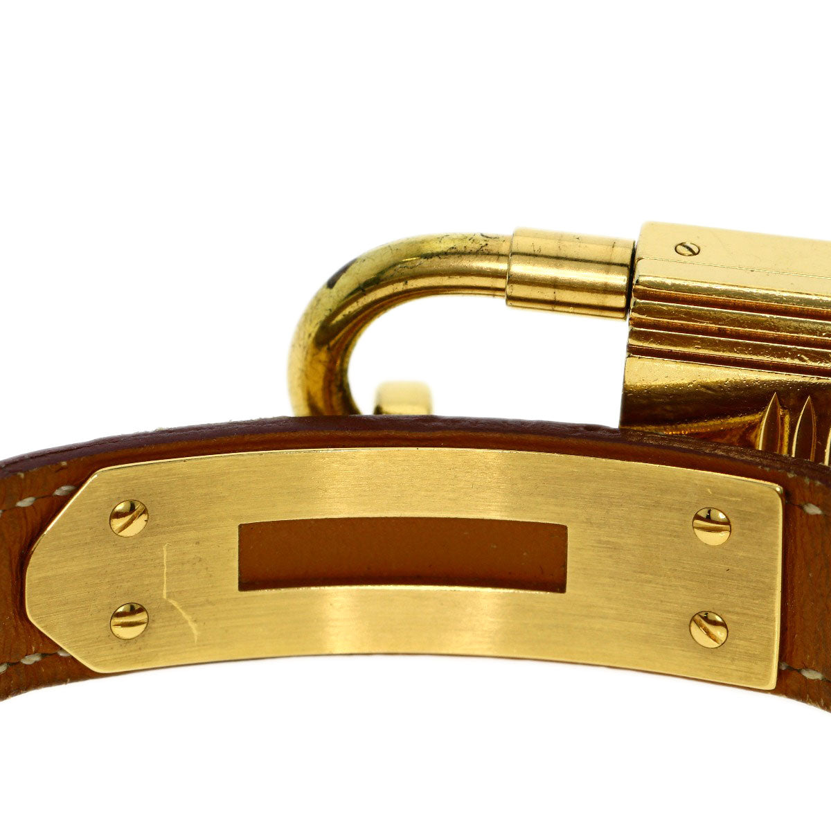 HERMES Watches Quartz Gold Plated, Leather gold Kelly watch gold dial Women Used