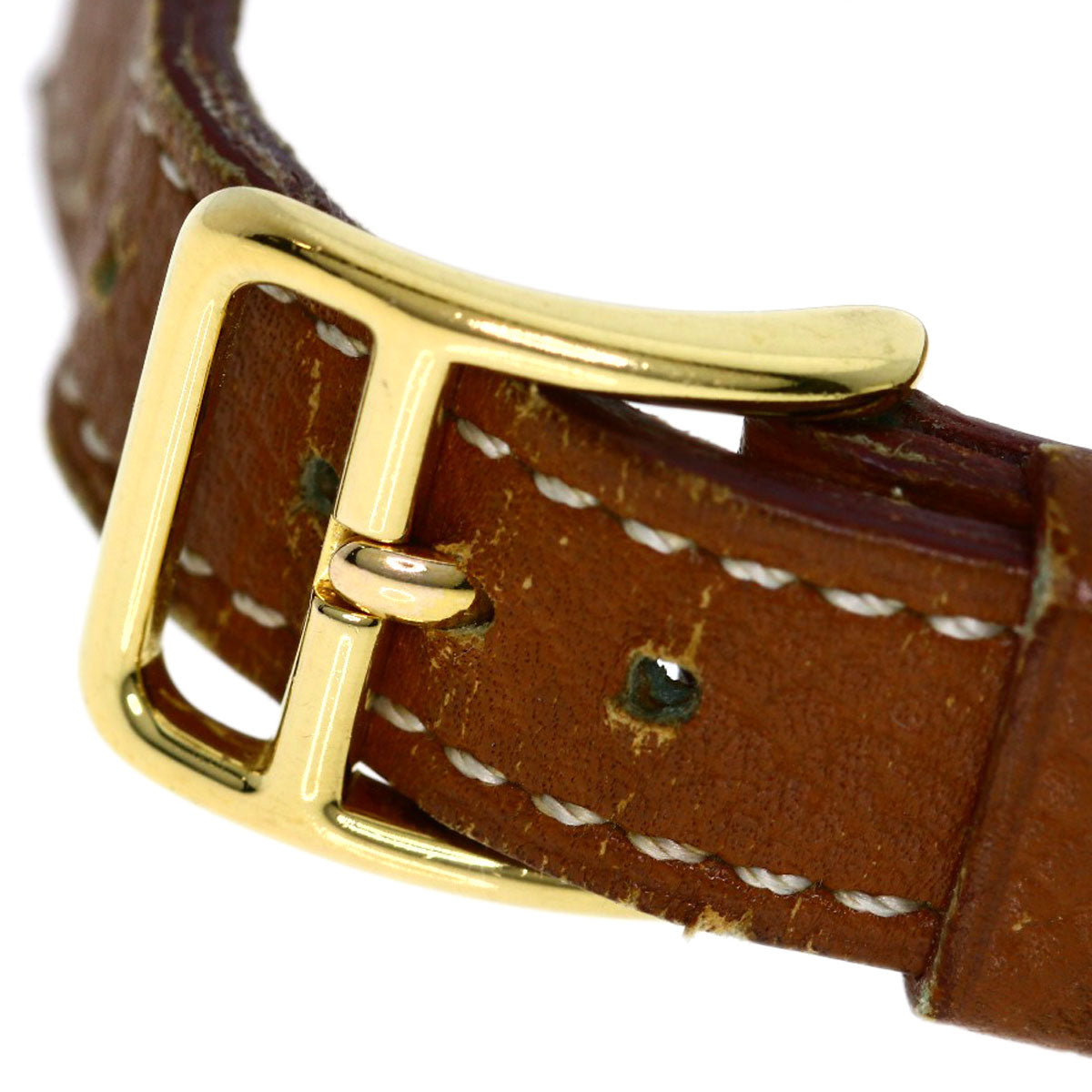 HERMES Watches Quartz Gold Plated, Leather gold Kelly watch gold dial Women Used