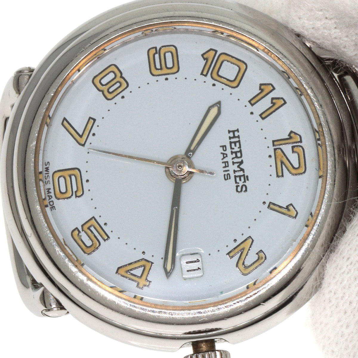 HERMES Watches Quartz PU2.210 Stainless Steel Silver Pullman white dial
