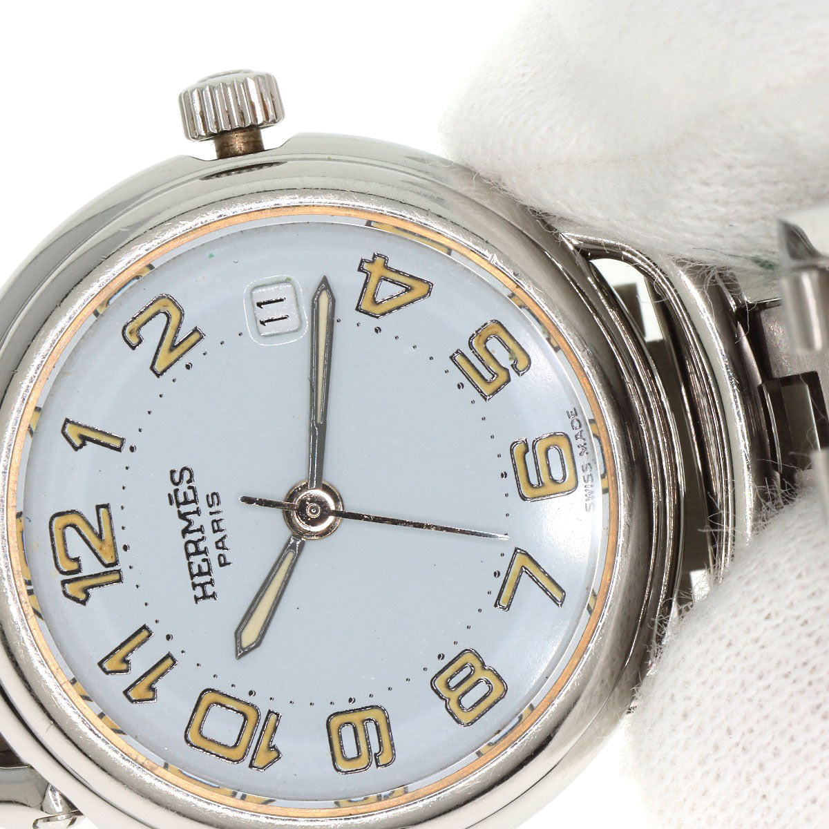 HERMES Watches Quartz PU2.210 Stainless Steel Silver Pullman white dial