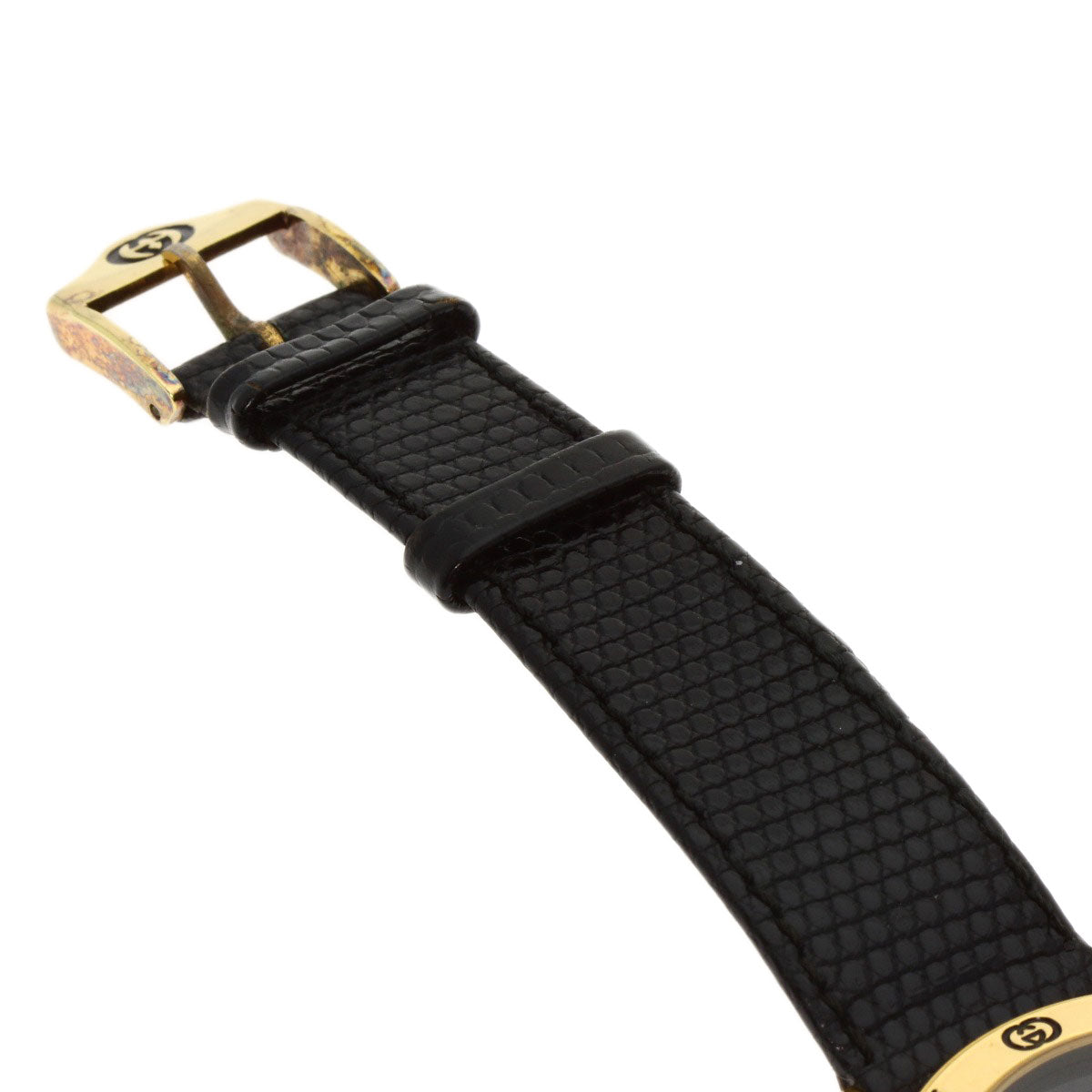 GUCCI Watches Quartz 3001M Gold Plated, Leather gold Round face black dial mens Used
