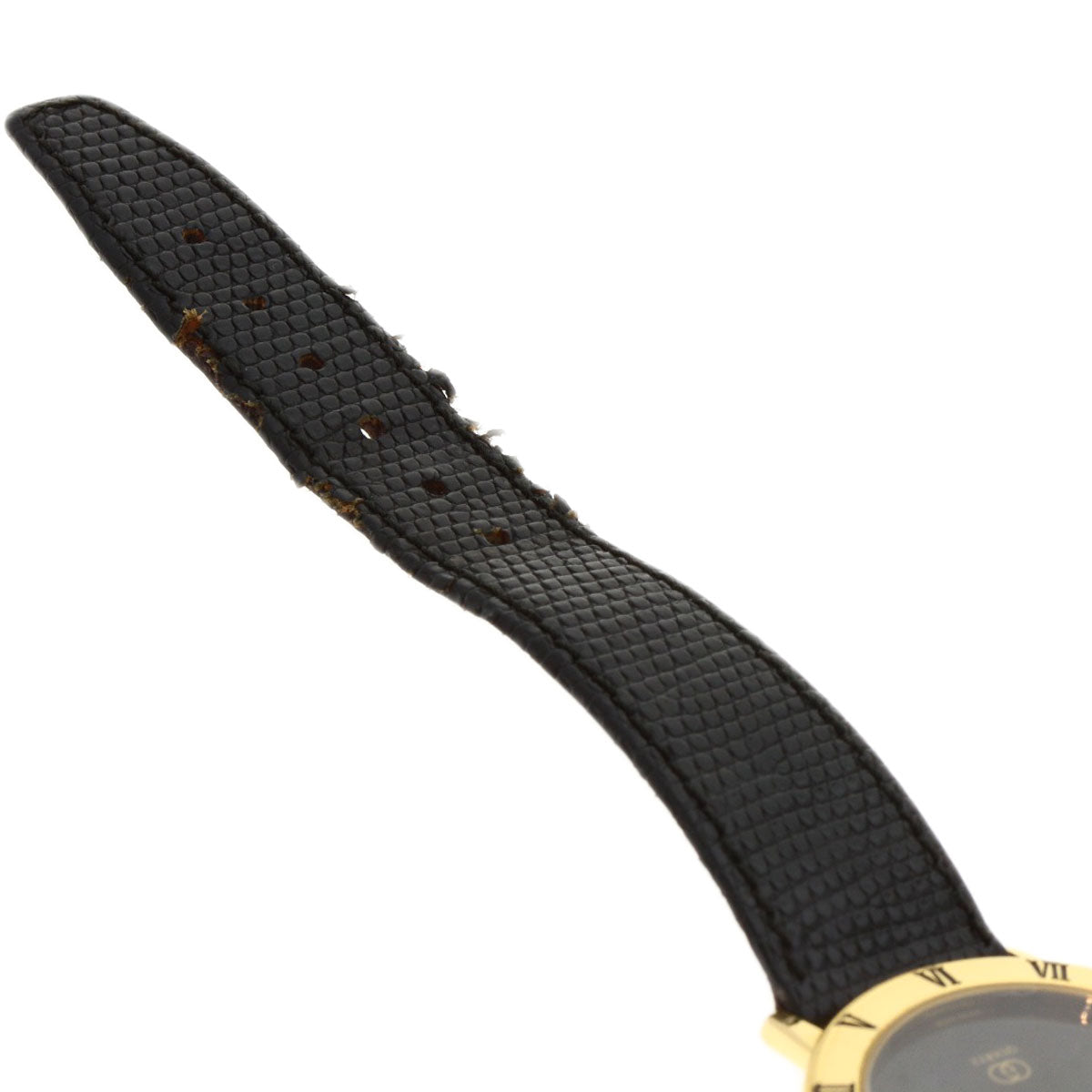 GUCCI Watches Quartz 3001M Gold Plated, Leather gold Round face black dial mens Used
