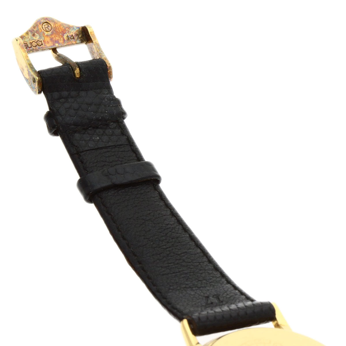 GUCCI Watches Quartz 3001M Gold Plated, Leather gold Round face black dial mens Used