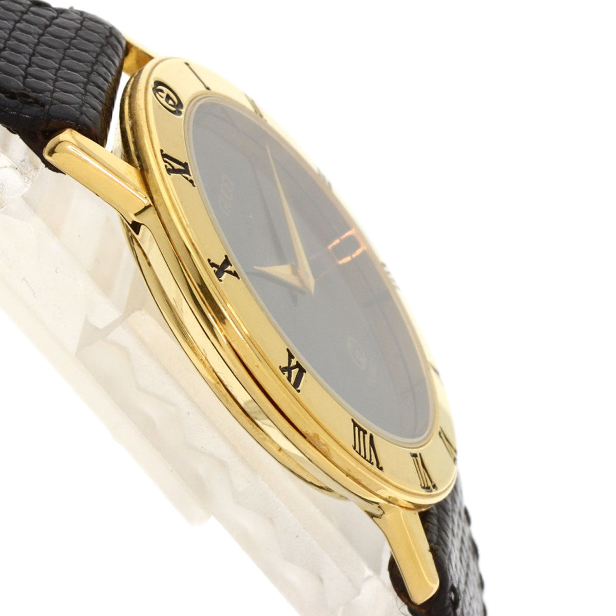 GUCCI Watches Quartz 3001M Gold Plated, Leather gold Round face black dial mens Used