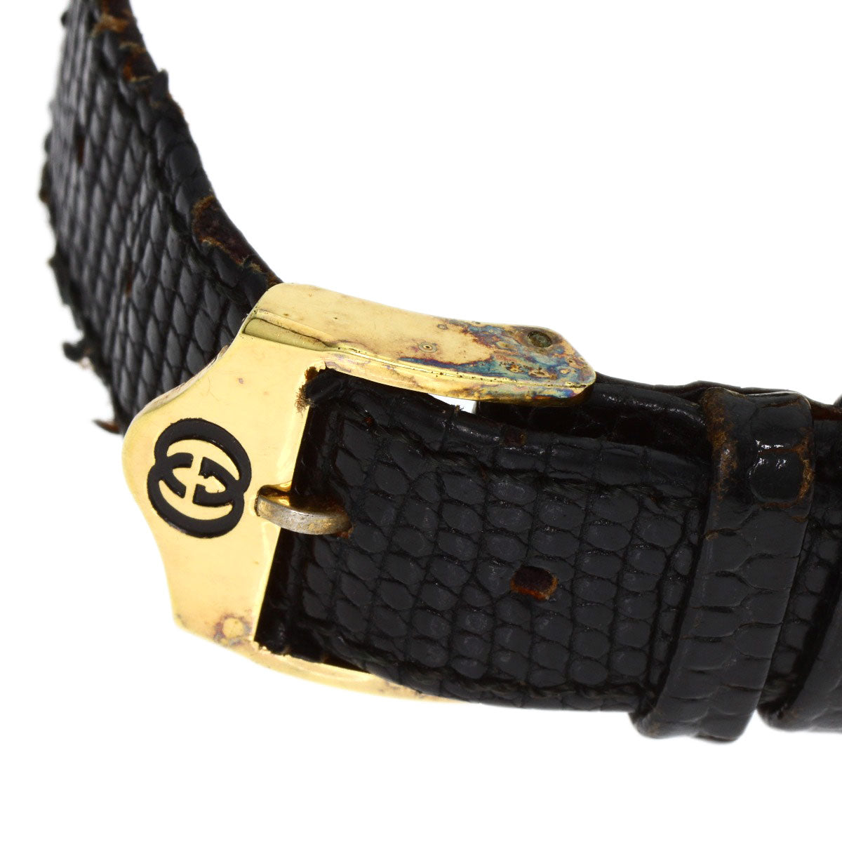 GUCCI Watches Quartz 3001M Gold Plated, Leather gold Round face black dial mens Used