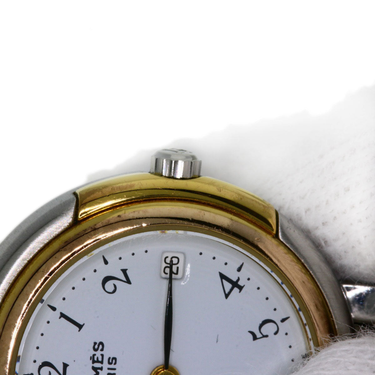 HERMES Watches Quartz Stainless Steel, Combination Silver Windsor white dial Women Used