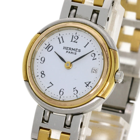 HERMES Watches Quartz Stainless Steel, Combination Silver Windsor white dial Women Used