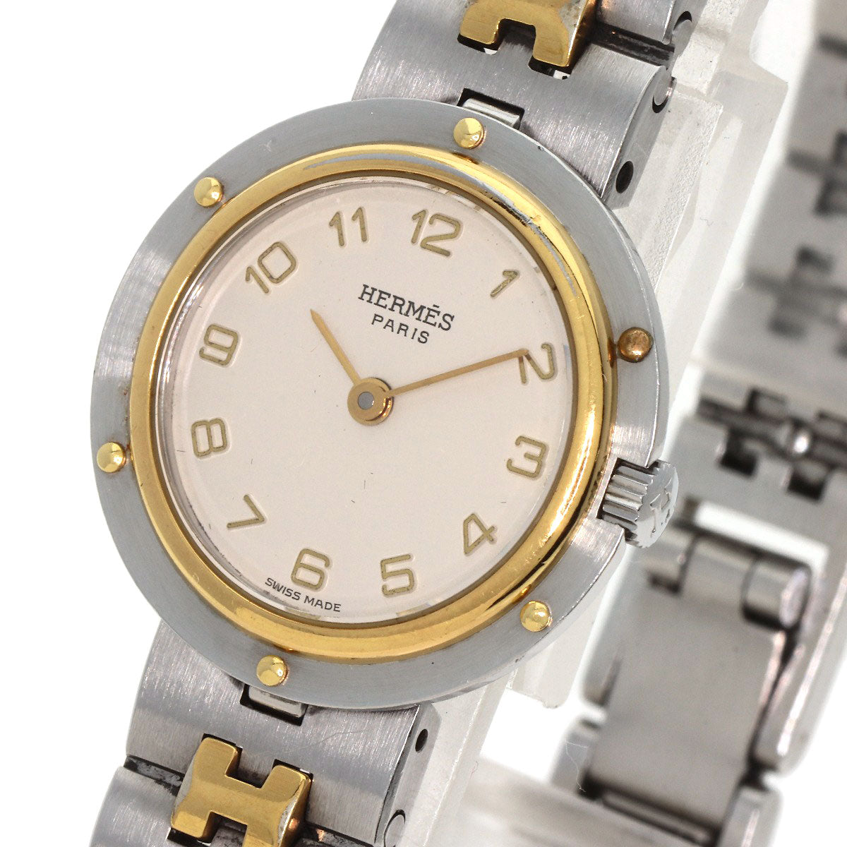 HERMES Watches Quartz Stainless Steel , SSxGP gold Olympia Ivory dial Women Used