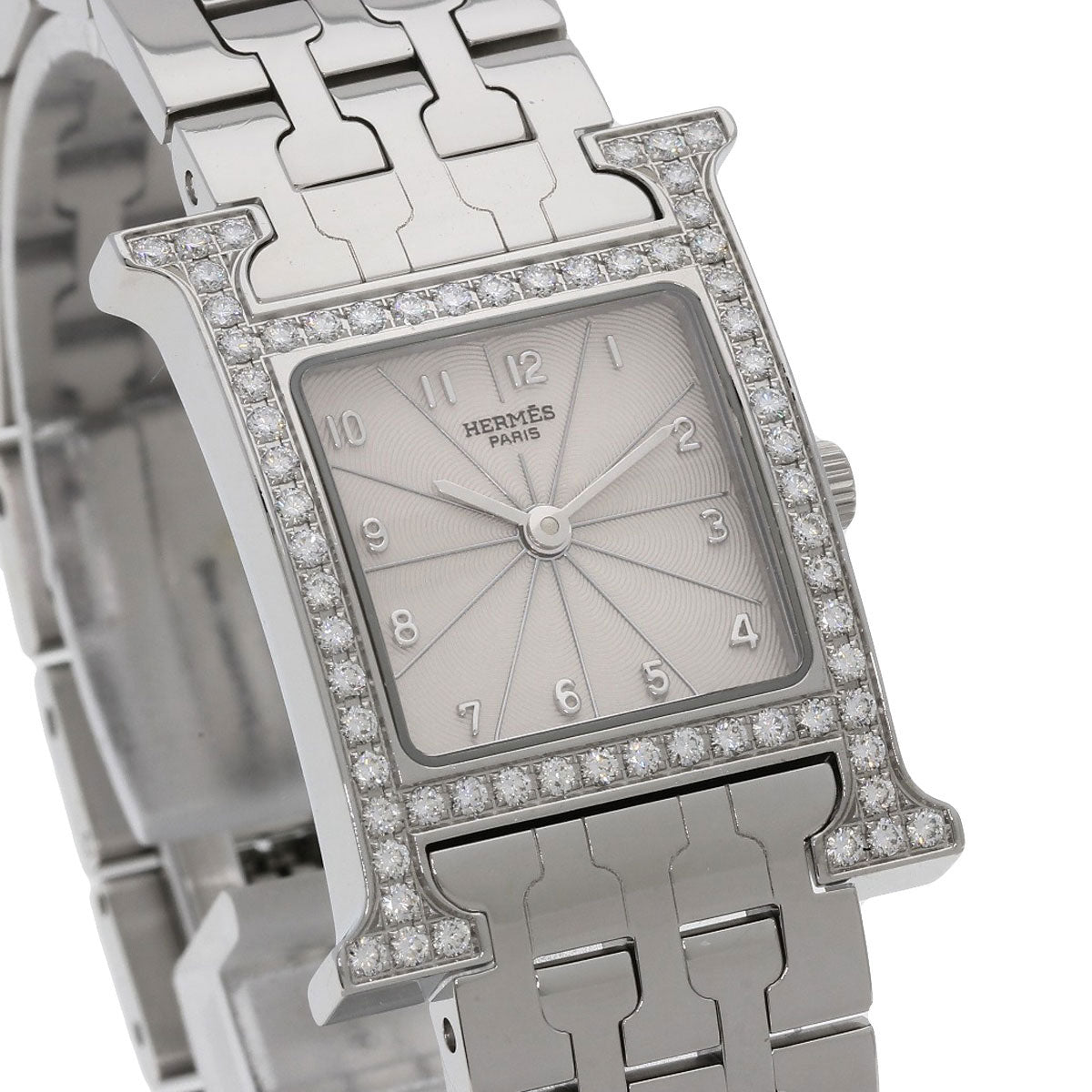 HERMES Watches Quartz HH1.230 Stainless Steel Silver H Watch Bezel Diamond Ivory dial