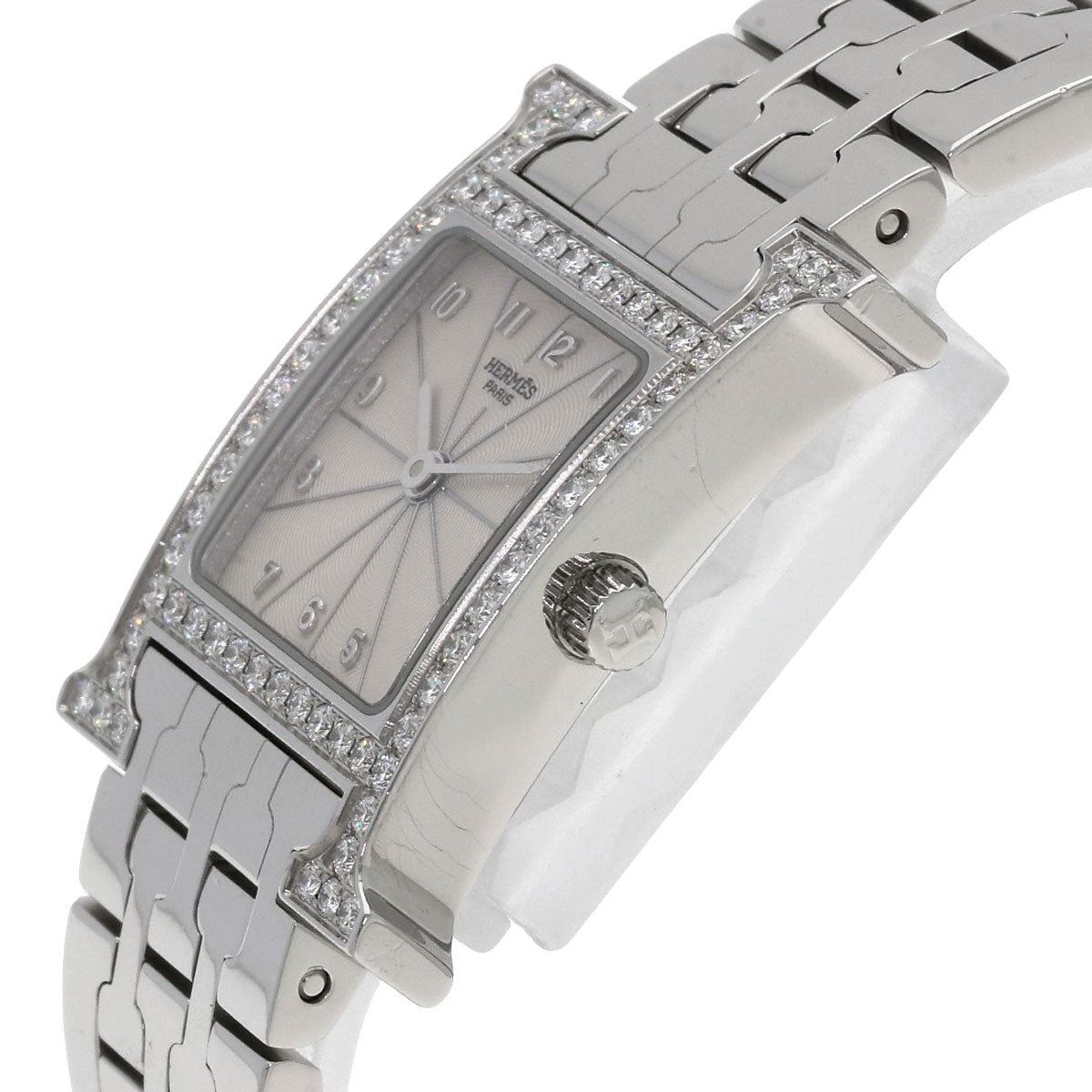 HERMES Watches Quartz HH1.230 Stainless Steel Silver H Watch Bezel Diamond Ivory dial