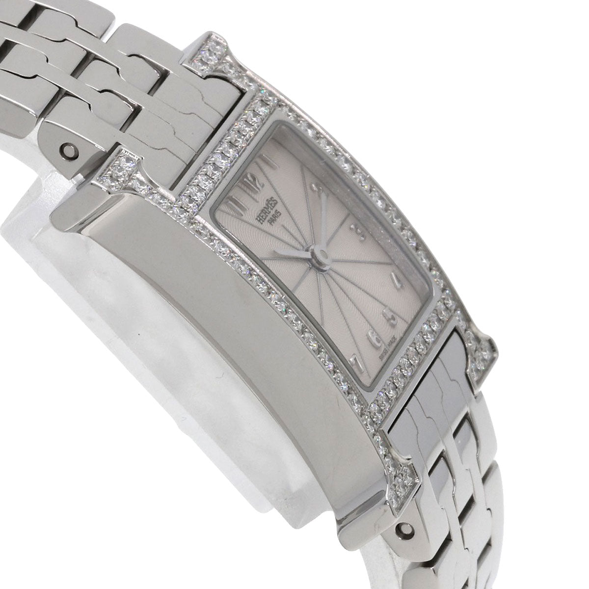 HERMES Watches Quartz HH1.230 Stainless Steel Silver H Watch Bezel Diamond Ivory dial